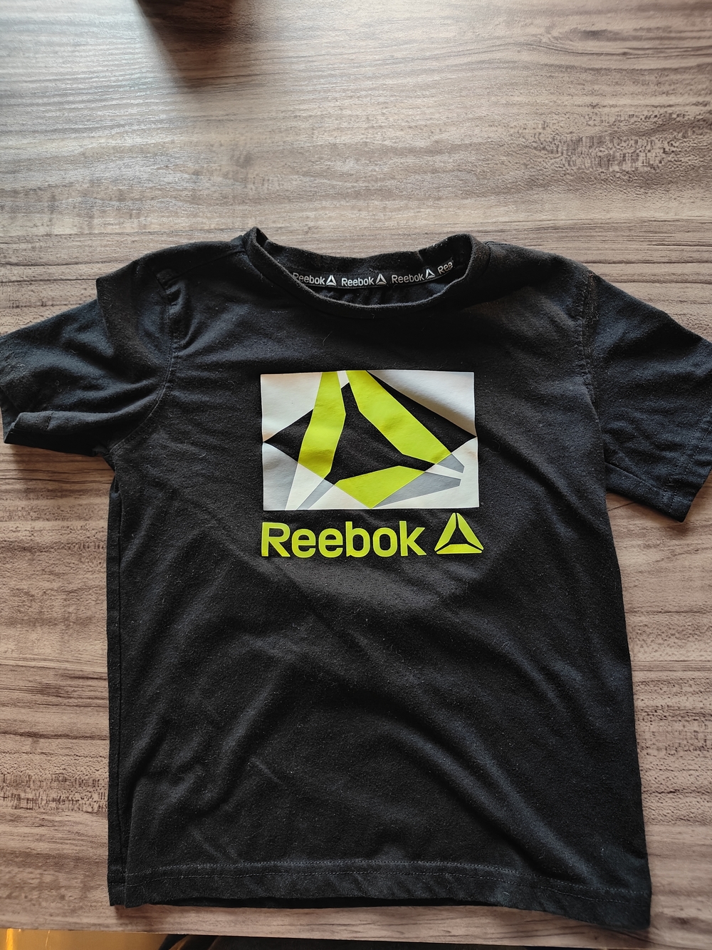 Reebok Black Tee with Neon Yellow Logo